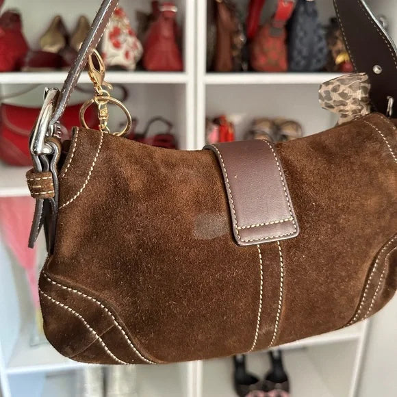 Brown Suede Y2K Coach Small SoHo 🤎🍒