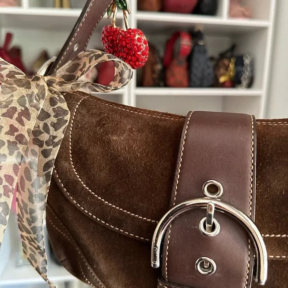 Brown Suede Y2K Coach Small SoHo 🤎🍒