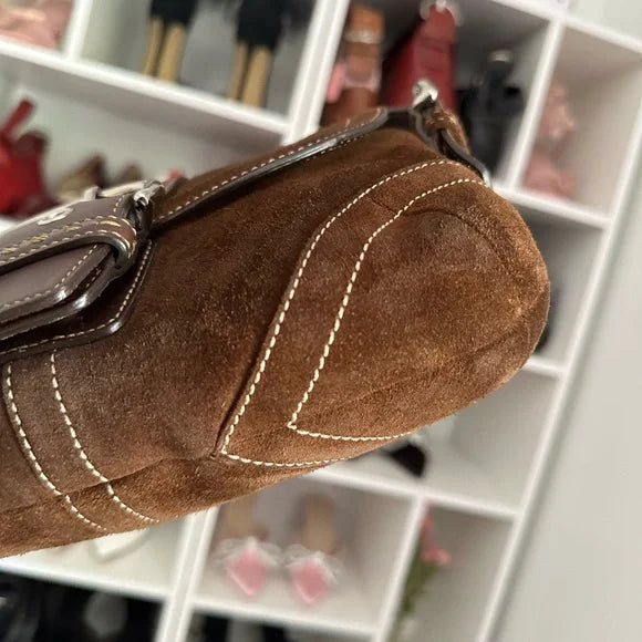Brown Suede Y2K Coach Small SoHo 🤎🍒