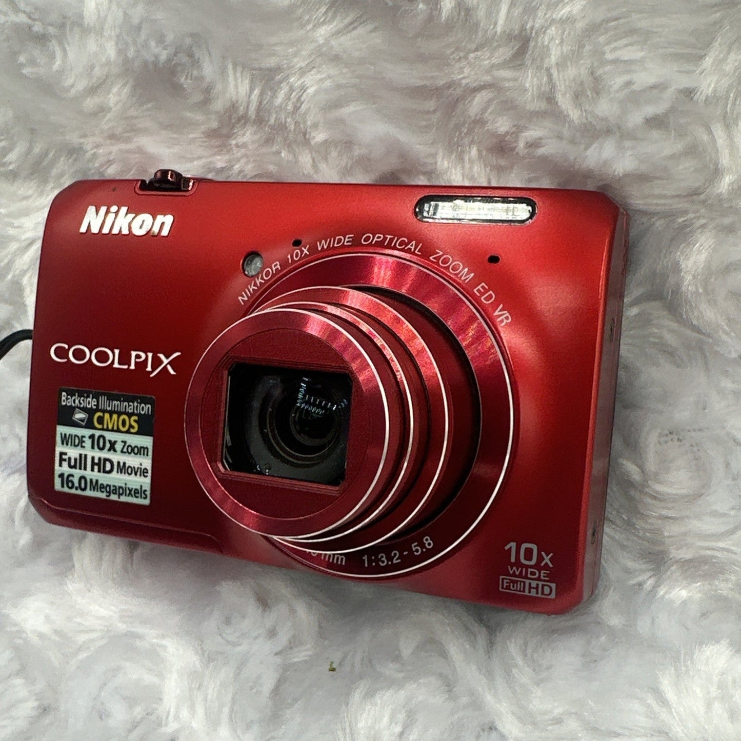 📷 Nikon COOLPIX S6300 Red 16.0MP 10x optical zoom Digital Camera W/SD Card See Vid