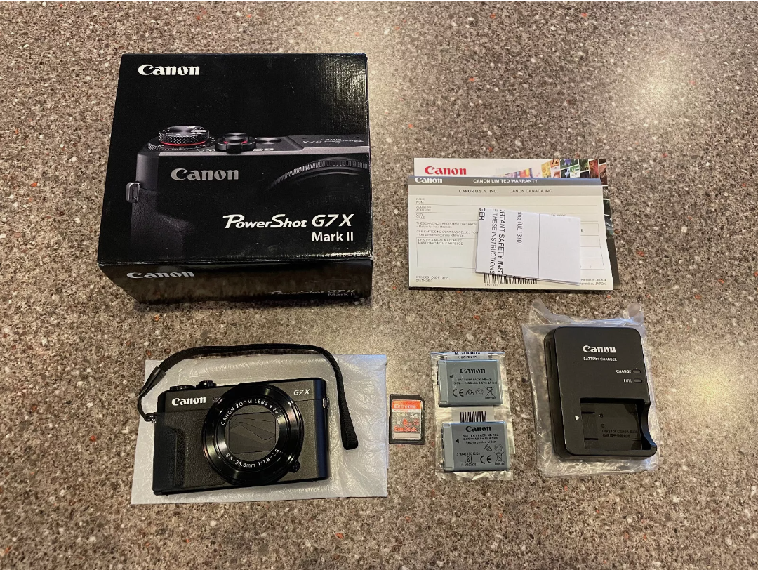 Canon PowerShot G7 X Mark II 20.1 MP Compact Digital Camera with all accessories - Black (tested)
