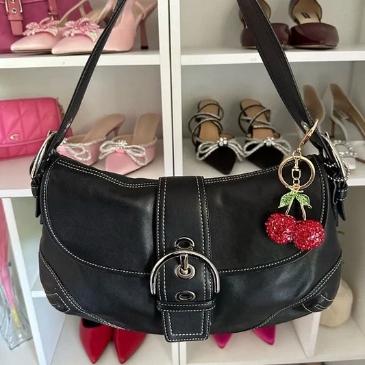 Black Leather y2k Coach SoHo Shoulder Bag 🍒🖤