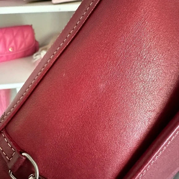 Cherry Red Leather Vintage Coach Hampton Bag 🍒