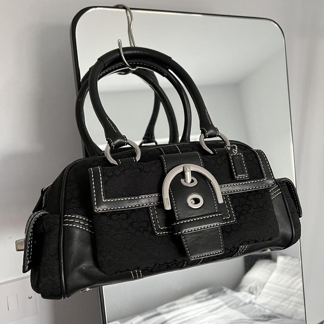 coach signature soho satchel - black/silver