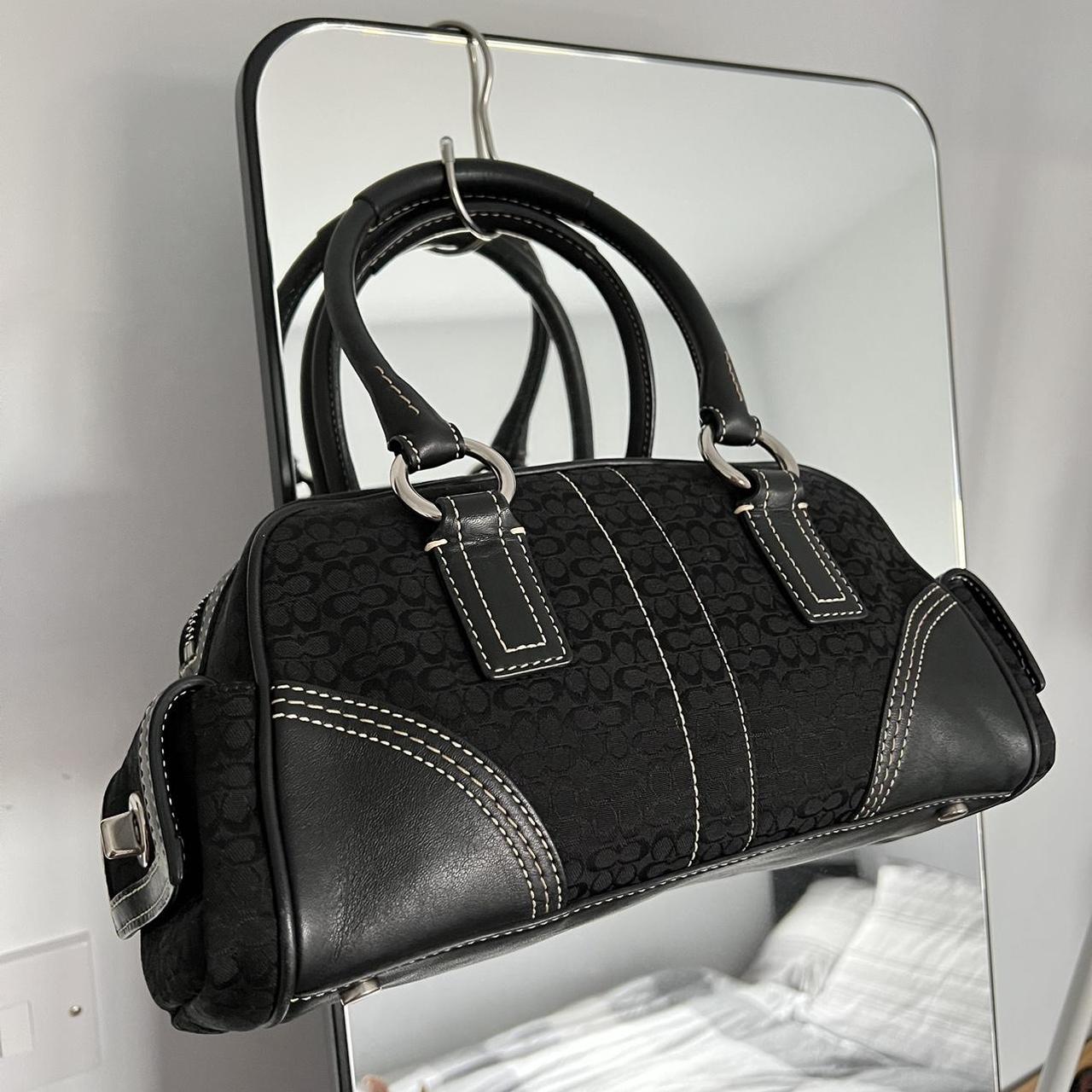 coach signature soho satchel - black/silver