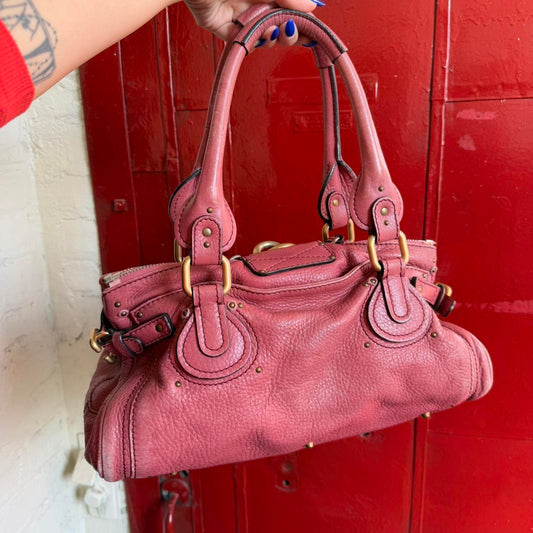 Iconic Chloe paddington bag in beautiful pink color and gold hardware