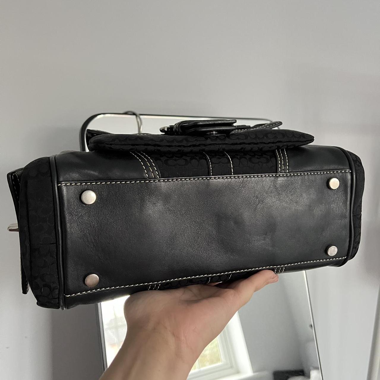 coach signature soho satchel - black/silver