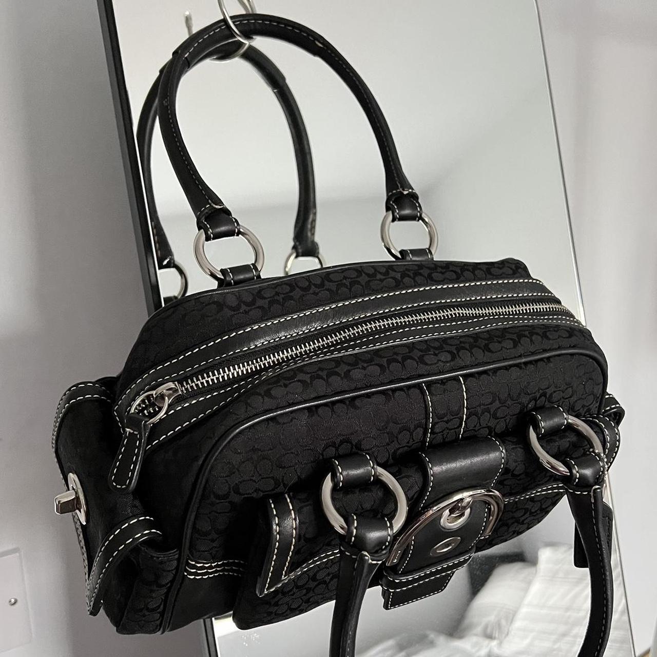 coach signature soho satchel - black/silver