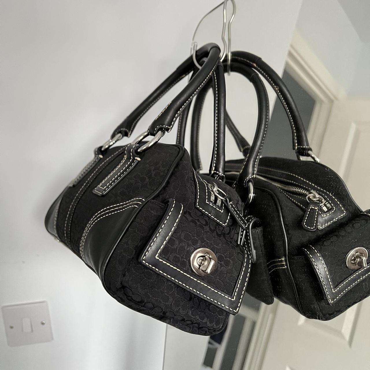 coach signature soho satchel - black/silver