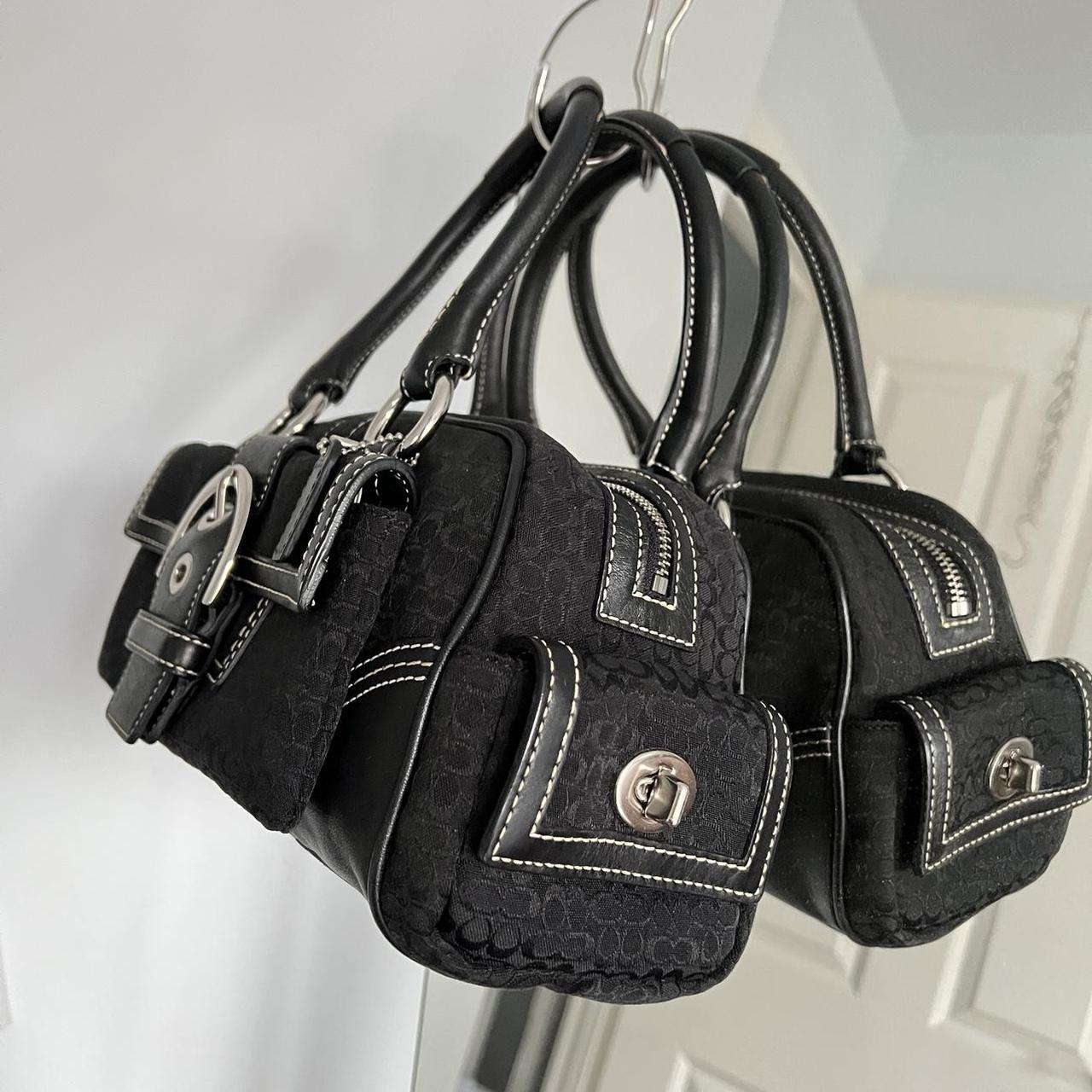 coach signature soho satchel - black/silver