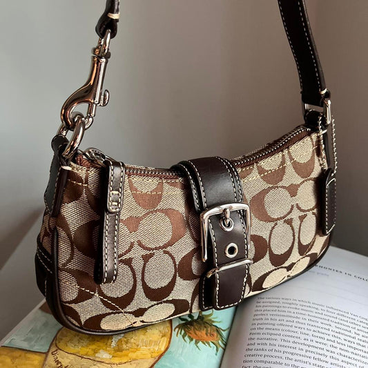 Coach Signature Demi Pouch - Dark Brown/Khaki/Silver